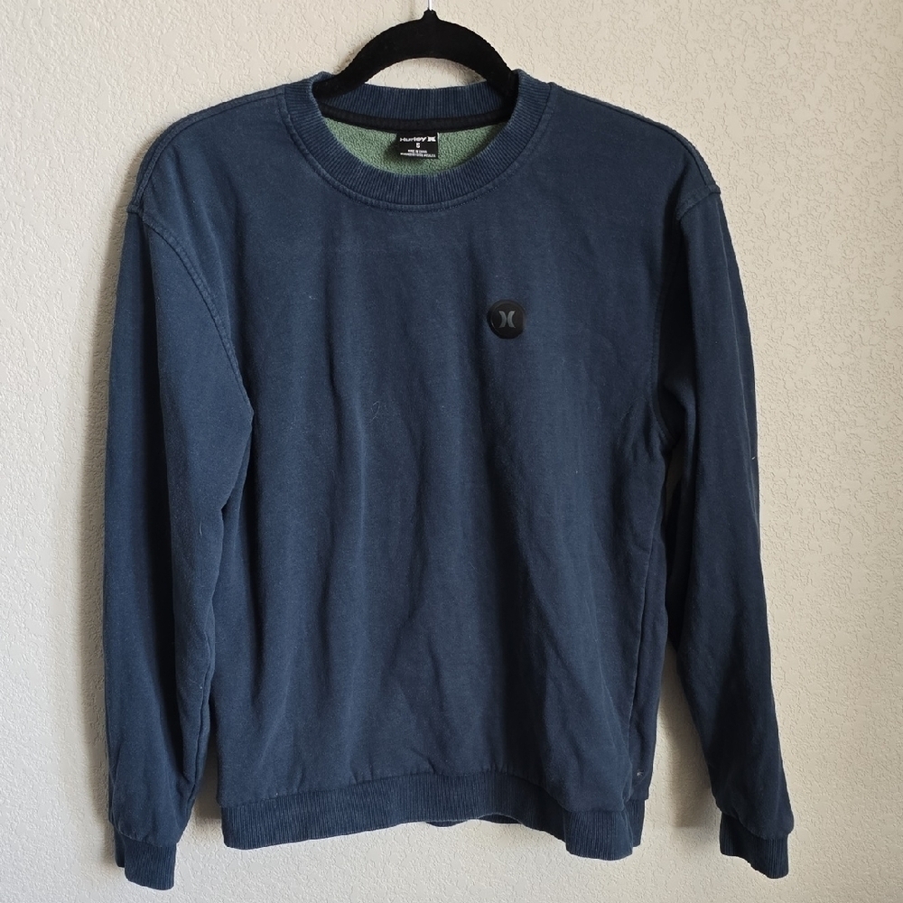 Hurley Navy Blue Crewneck Sweatshirt Fleece Pullover | Size Small